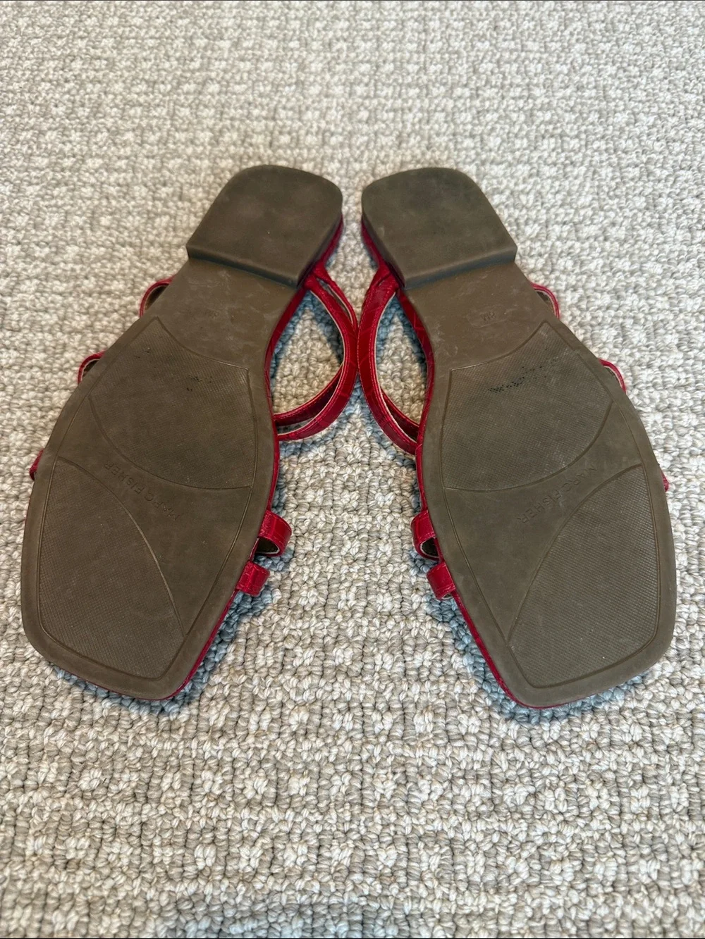 Marc Fisher Red Croc-Embossed Multi-Strap Slide Mules
